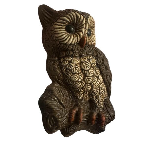 Vintage 1970s Midcentury Modern MCM Foam Molded Resin Owl Wall Hanging Art Decor - Picture 2 of 7